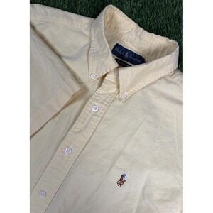 Ralph Lauren Shirt Mens L Yellow Button Up Pony Oxford Flesh Pony Classic Fit